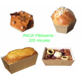 Pack de 200 moules de cuisson jetables pour cakes, cupackes, muffins, pain d'épice…
